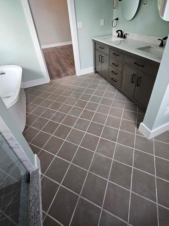 New tile installation in a bathroom